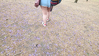 (censored/cut - No People Around) I Love Walking Around in Public with Cum on My Face and Showing off My Huge Ass