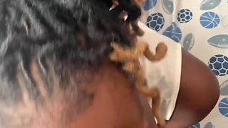 The ebony girl gets her booty squished with constant ramming