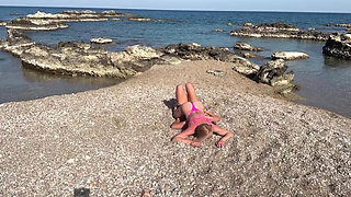 Female Wrestling Competetive Beach