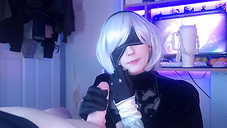 Yorha 2b Makes Me Cum Hard with Thighjob and Doggystyle, Slaminig Her Big Oiled Ass
