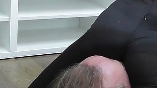 Two Busty Blonde MILF's Facesitting on Ther Slave