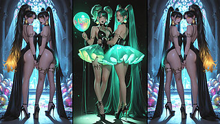 Animes get cum, do cum kissing and swallow