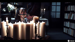 Freeze Porn for Atheists - Redhead Nun Time Stop Facefucked with Cum in Mouth