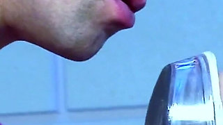 Sexy blonde skinny teen gives stranger a hot footjob