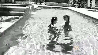 Classic Brett and Celeste Lesbian Sex Poolside