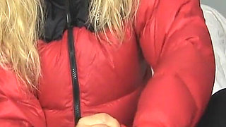 Charlee Chase Red Puffy Jacket Handjob