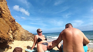 We Were Almost Caught on the Beach for the Second Time While I Masturbate Her