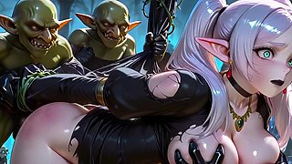 Frieren Gangbanged a Group of Goblins Dominates her and Fill