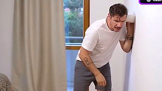 Flexible brown-haired girl takes deepthroat
