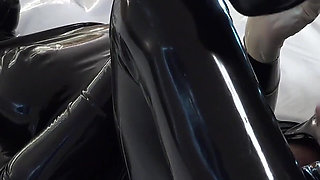 The Slave All in Latex Had to Take Good Care of Me, Until My Orgasm and His Cumshot.
