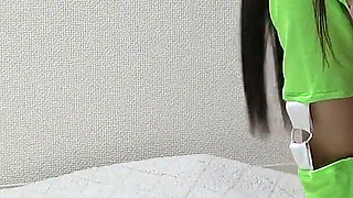 No Bra, Short Tank Top, Micro Mini Skirt, Micro G-string Panties, Knee-high Socks, Beautiful Tits Japanese Girl's Cleaning Room