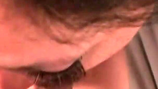 Busty tattooed MILF sucks his dick in POV