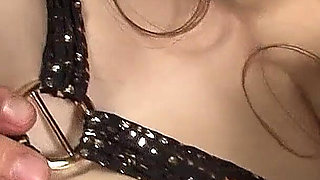 Threesome Japan fuck with hairy pussy and big silicone tits