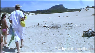 Beach Sluts Fuck with Three Girls