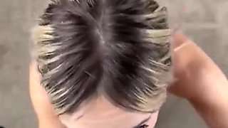 College Blondie Craves Fishnet Passion With Suck Fire