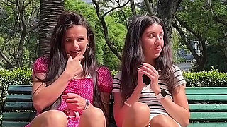 Student Girls Seduce Guys in a Public Park and Take off Their Panties
