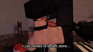 Ginger and brunette got their mouth stuffed 3D animation