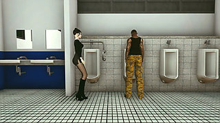 Men's Room. Asian Woman Wanted to Swallow a Stranger's Big Black Cock in the Toilet After Urinating. Emptie41