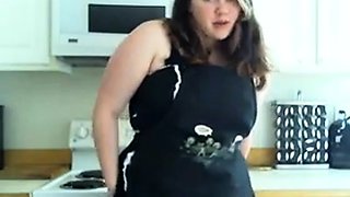 Big-Titted BBW Amateur's Solo Kitchen Cam Show