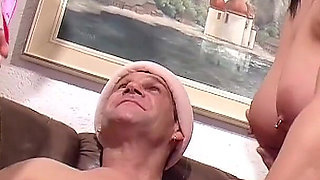 German wife with fat tits fucks husband with best girl friend at home