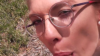 German Glasses Girl Vivi Vallentine Seduce to Risky Outdoor Sex by Stranger