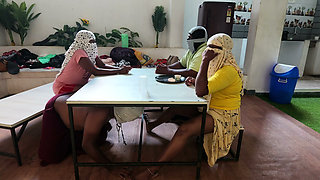 Neighbour seduce under the table