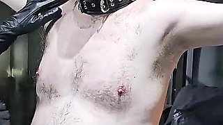 Teased with Her Leather Gloves