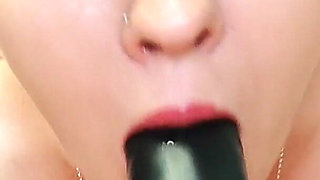 Black Dildo Blowjob