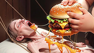 Extremely Skinny Girl Fed by Massive SSBBW - Extreme Feederism Contrast