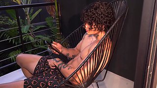 Busty redhead stepmom caught her stepson gooning and helped him cum with her pussy