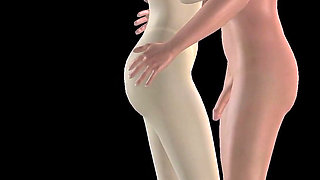 Animated 3D Porn - Beautiful Girl and Asian Man Romantic Foreplay