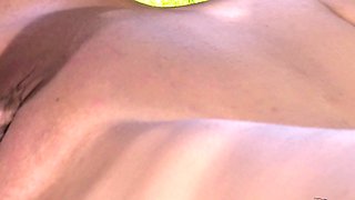 Blonde tight pussy babe solo toy fun in glamour masturbation