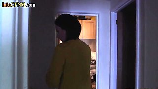 CFNM Ebony jerking knob in femdom group sex action till spunk