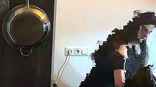 Dominant MILF Stretches Latex Sub's Ass Wide in Kitchen