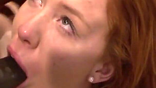 Hairy redhead MILF banged by a BBC dude on the couch