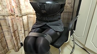 Office Beauty. Tape-bound Spanking Punishment