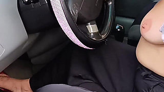 Secretary Gets Excited in Her Car by Pumping Pedals and Ends up with a Big Squirt From Masturbation