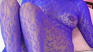 Blue Bodystocking Vibrator Masturbation