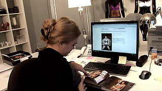 Blonde office bitch like to fuck on table