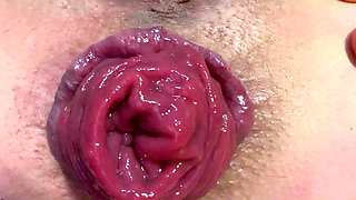 Ass Spread Close up Prolapse and Feet Show in White Nylons