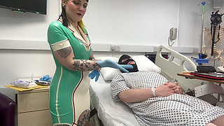 Nurse Ruby's Sounding Exam - Sizing up Her Patient's Tiny Urethra