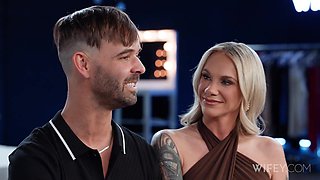 Spicy blonde goddess works wonders on BBC while cuck hubby enjoys watching