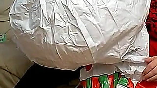 BBW Mature Redheaded Nurse Vicki Blows up Inflatable Snowman for You