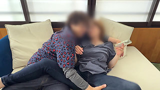 Married Woman Tormented with a Vibrator on the Sofa
