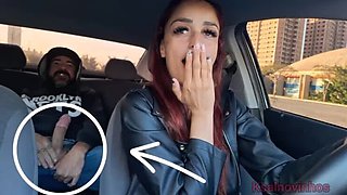 Redhead Uber Driver Catches Passenger Jerking Off In Her Car - Public Handjob & Voyeur Action