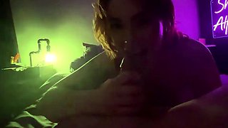A doll adult gives her male roomie oral sex