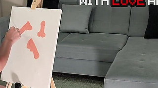 No Panties No Bra All Natural Big Tits Hot Blonde Art Teacher Sees Her Male Model Is Masturbating While Posing and She Joins