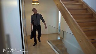Momxxx blonde cougar Larissa Leite hot romantic porno in lace underwear multiple ejaculations