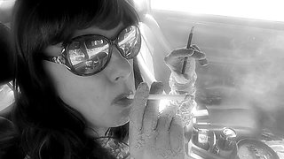 TS BI GILF that loves to smoke long cigarettes VS120 & More120 menthols in her car