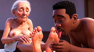 Elderly Granny Getting Feet Oiled & Licked - Sole Licking Pleasure